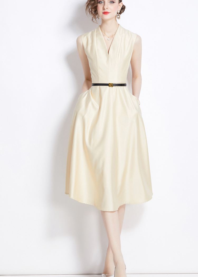 sleeveless belted midi dress Silky Sleeveless Belted Midi Dress