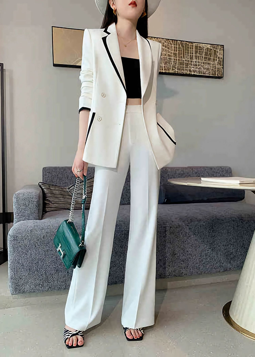 VNeckSet™ – Blazer & Pants Combo (Solid Color, Button Detail, All-Season Style)