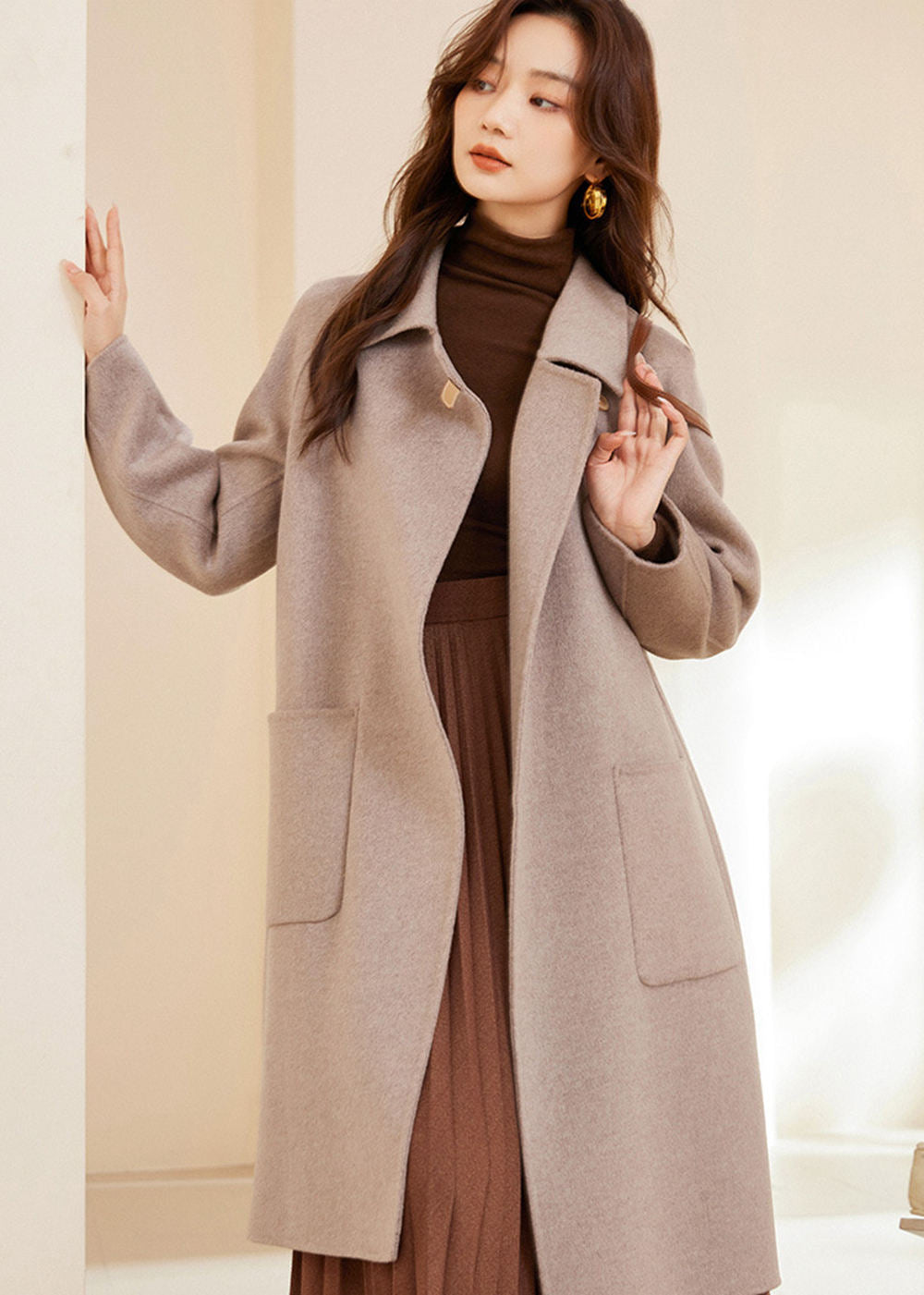 Maia Spread Collar Double Face Wool Coat – Vivian Seven