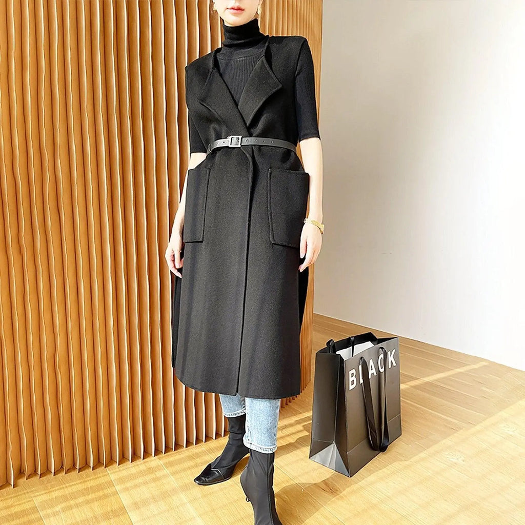Black wool short vest or long skirt_BDHL5510
