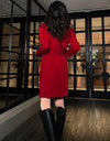 Red Long Sleeve Belted Blazer Sheath Dress Vivian Seven