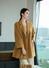 Vivian Seven Women's Imogen Open Front Belted Double Face Wool Coat Camel