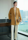 Vivian Seven Women's Imogen Open Front Belted Double Face Wool Coat Camel