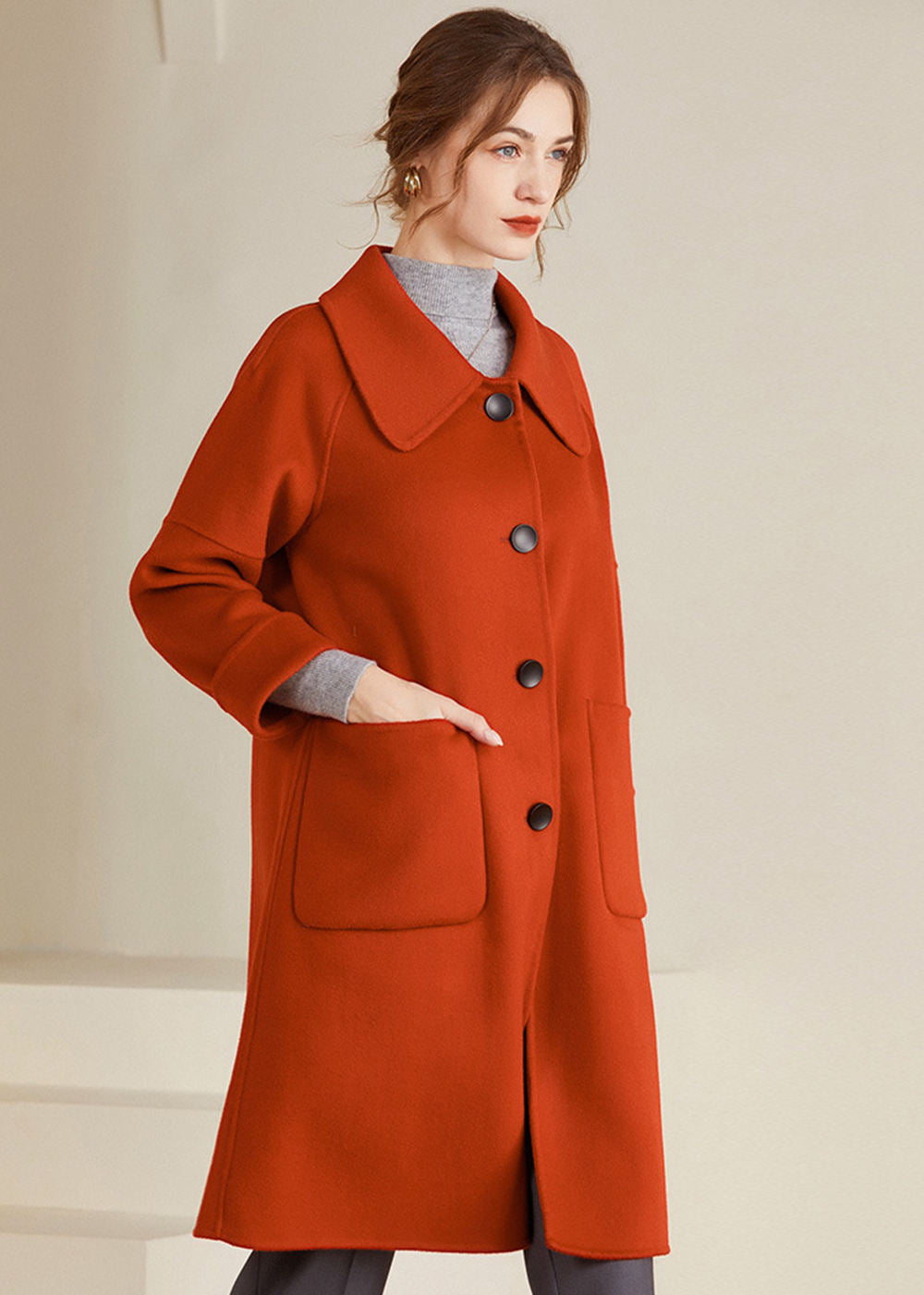 Margot Spread Collar Single Breasted Wool Coat – Vivian Seven