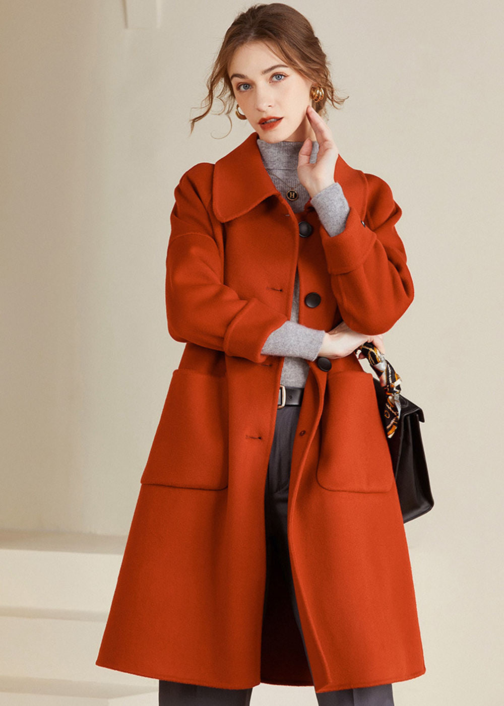 Margot Spread Collar Single Breasted Wool Coat – Vivian Seven