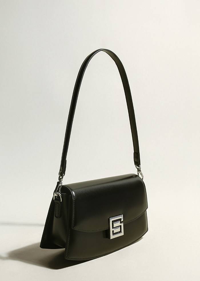 Black leather shoulder bag