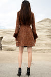 Women's Rex Rabbit Fur Collar Wool Blend Quilted Duck Down Coat