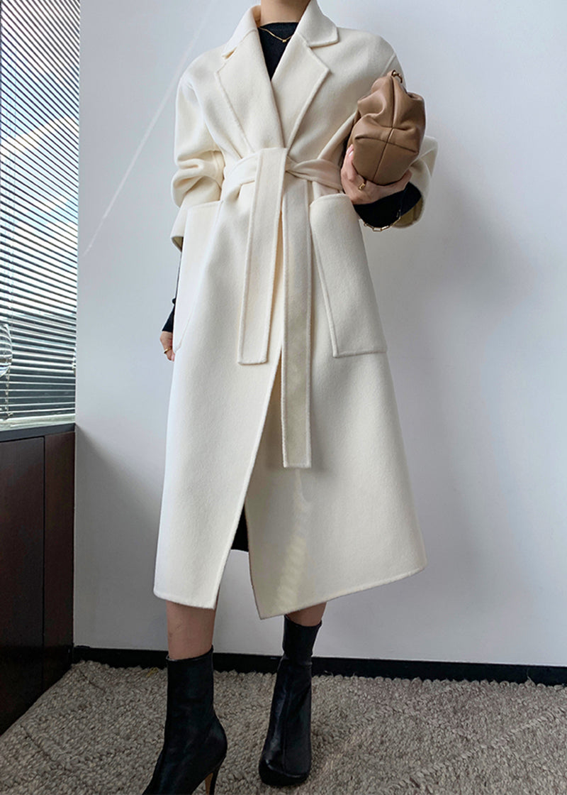 Women Double Faced Wool Long Coat,Handmade Coat,White Long Wool Coat,Olive  Wool Overcoat,Wrap Wool Coat,Warm Winter Coat,Oversize Wool Coat