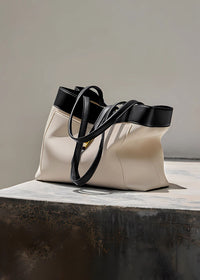 Women's Colorblock Leather Belted Buckle Tote Bag