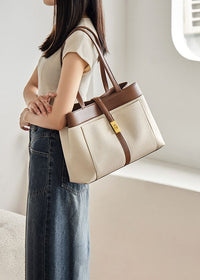 Women's Colorblock Leather Belted Buckle Tote Bag