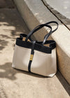 Women's Colorblock Leather Belted Buckle Tote Bag