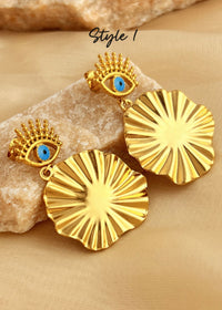 Devil's Eye Series 18K Gold Plate Drop Earrings