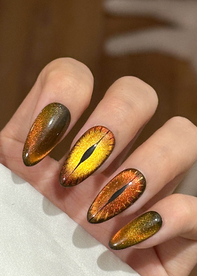 Women's Fire Eye Handcrafted Press-On Nails by Vivian Seven