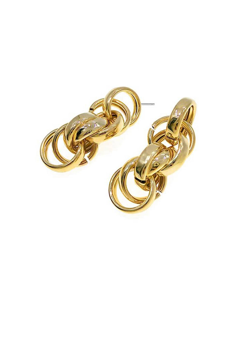 Goldtone Multi Hoop Drop Statement Earrings