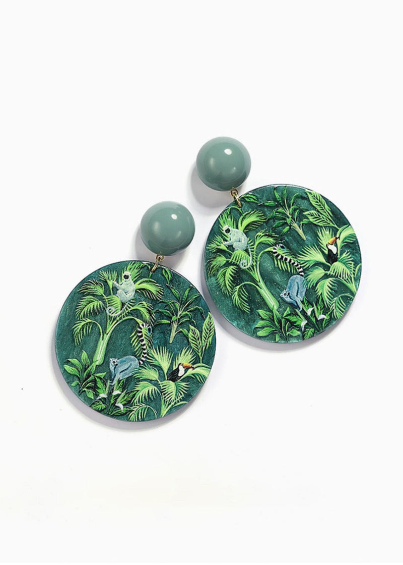 Women's Jewelry Green Jungle Acrylic Drop Earrings