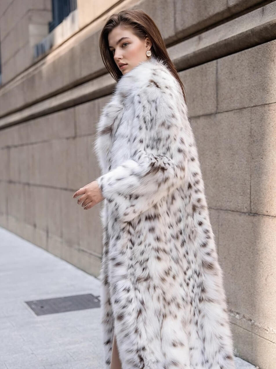 Women's Elegant Longline Leopard Faux Fur Coat – Vivian Seven