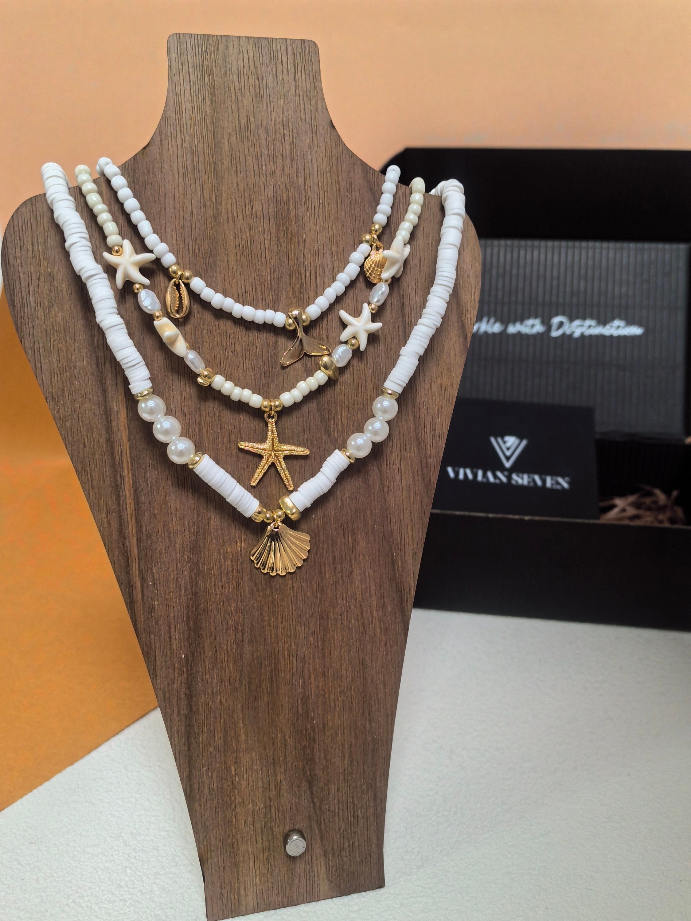 Multistrand Scallop Starfish Shell Imitation Pearl Clay Acrylic