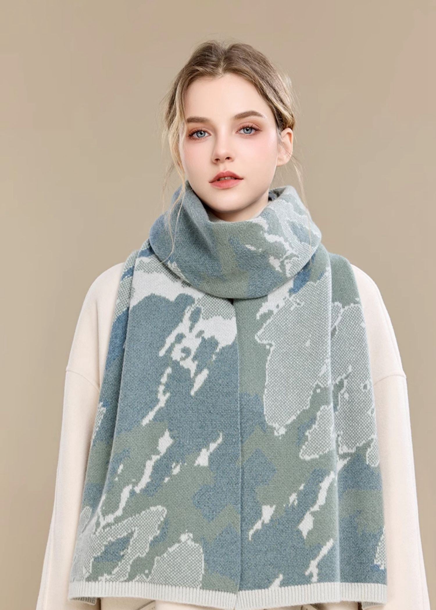 Abstract Print Wool Long Scarf – Vivian Seven