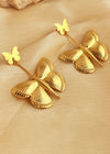 18K Gold Plate Double Butterfly Drop Earrings