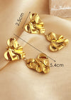 18K Gold Plate Hammered Double Heart Drop Earrings