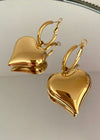 Women's 18K Gold Plate Heart Drop Huggie Hoop Earrings Jewelry