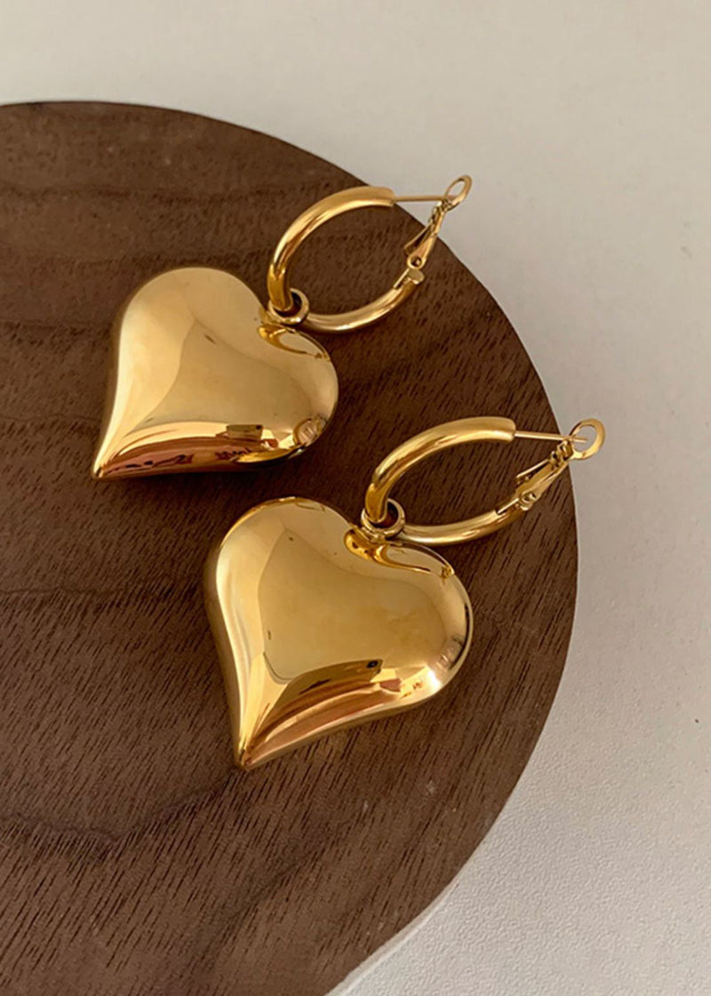 Women's 18K Gold Plate Heart Drop Huggie Hoop Earrings Jewelry