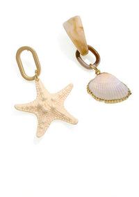 Asymmetric Acrylic Seashell Starfish Statement Earrings