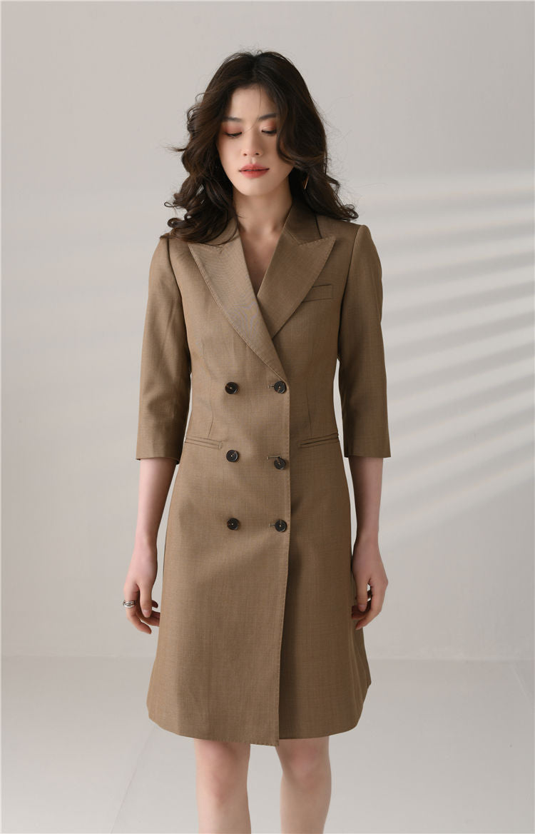Custom Double Breasted Half Sleeve Slim Blazer Dress – Vivian Seven