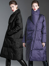 Women's Winter Asymmetrical Utility Collar Down Puffer Coat