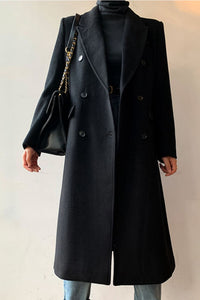 double breasted wool long coat women