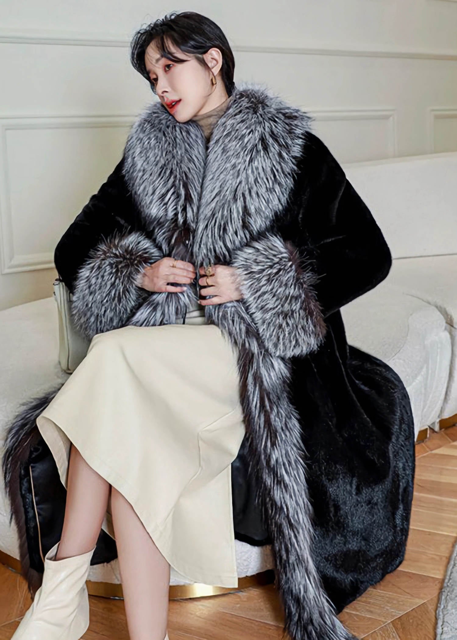 Bailey Black Faux Fur Coat – Vivian Seven