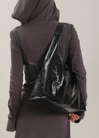 Women's black leather tote bag