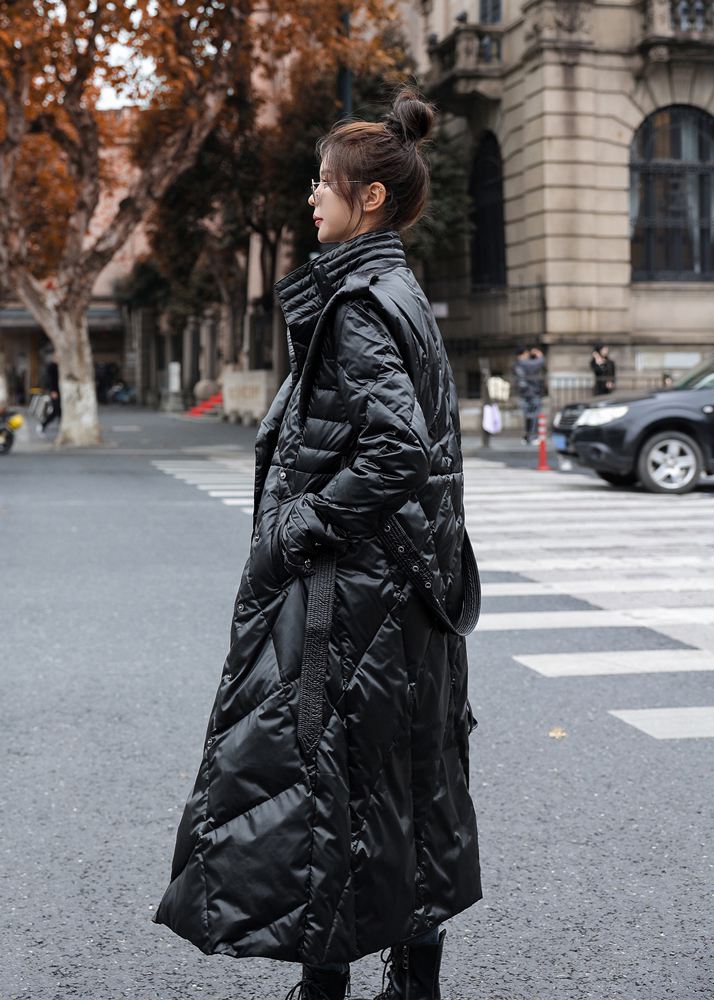 calf length long down puffer coat