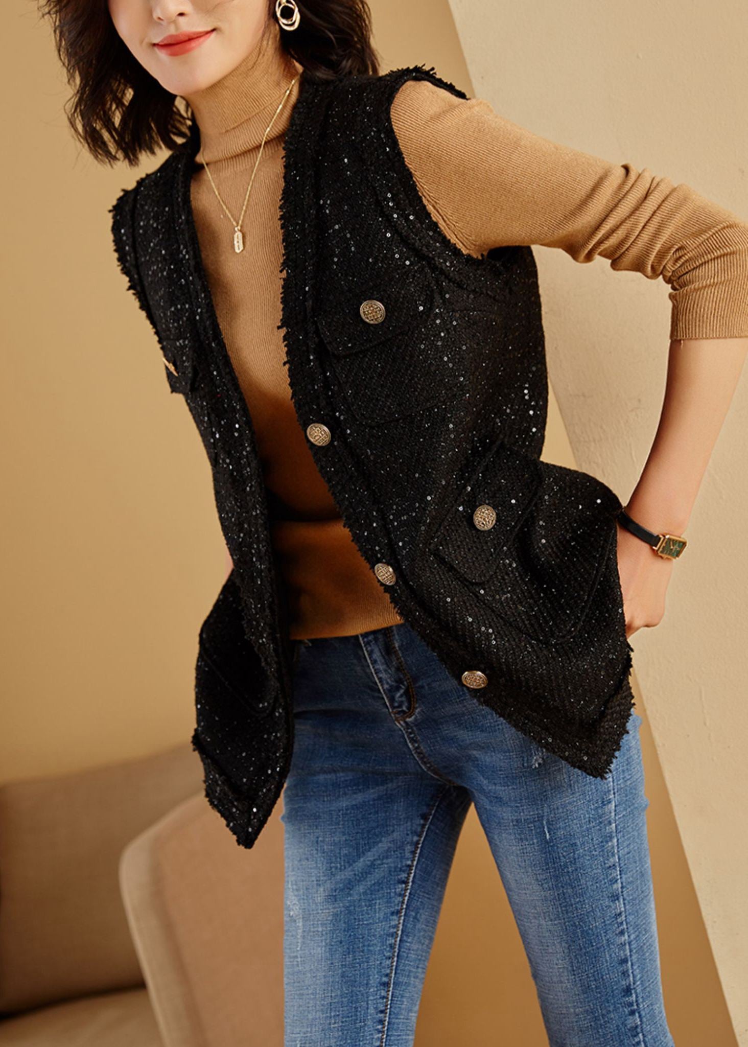 Na.e ナエ Novel Tweed Vest ブラック Black Utility Wool Blend Tweed Vest – Vivian Seven