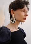 Black White Colorblock Oval Statement Earrings