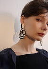 Black White Colorblock Oval Statement Earrings