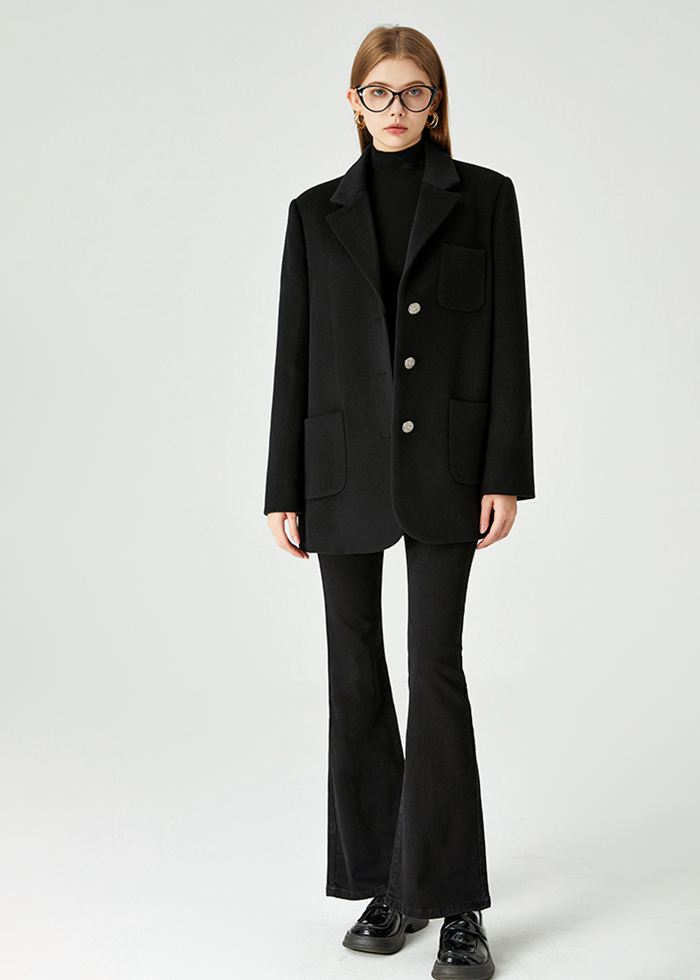 women's wool blend black blazer