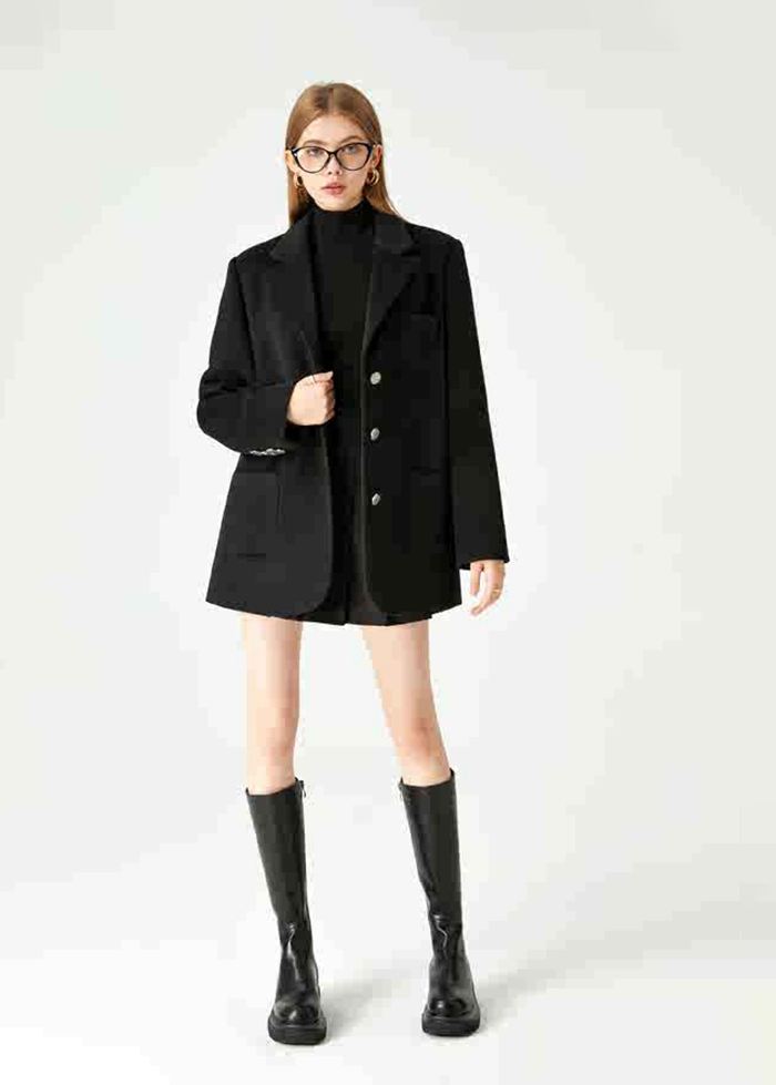 women's wool blend black blazer