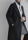 Women's Black Wrap Belted Wool Blend Long Coat