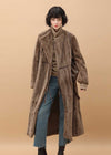 Women's Winter Brown Faux Fur Fleece Long Coat