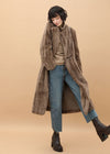 Women's Winter Brown Faux Fur Fleece Long Coat