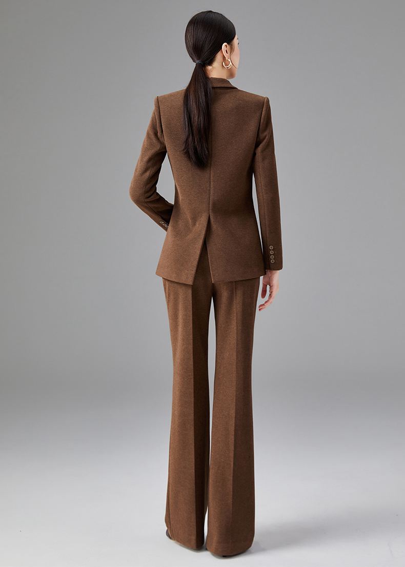Brown Double Breasted Blazer Pants Suit Brown / XS Brown Double Breasted Blazer Pants Suit Brown / XS