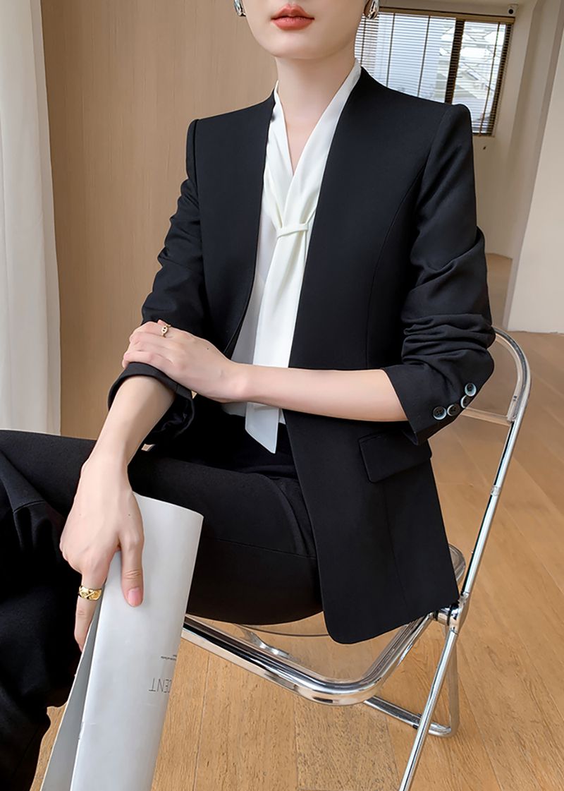 Handmade | Black One Button Blazer & Cropped Pants Suit Two-Piece Set Black / M Handmade | Black One Button Blazer & Cropped Pants Suit Two-Piece Set Black / M