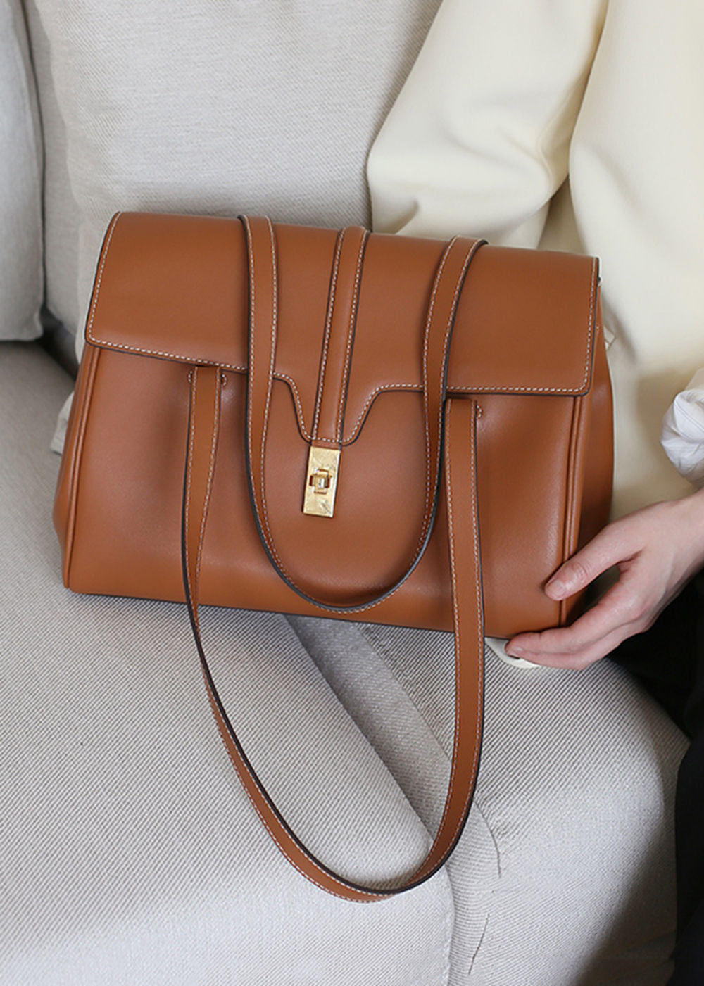 Turnlock Flap Leather Tote Bag – Vivian Seven