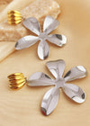 Colorblock Gold Silver Flower Drop Statement Earrings