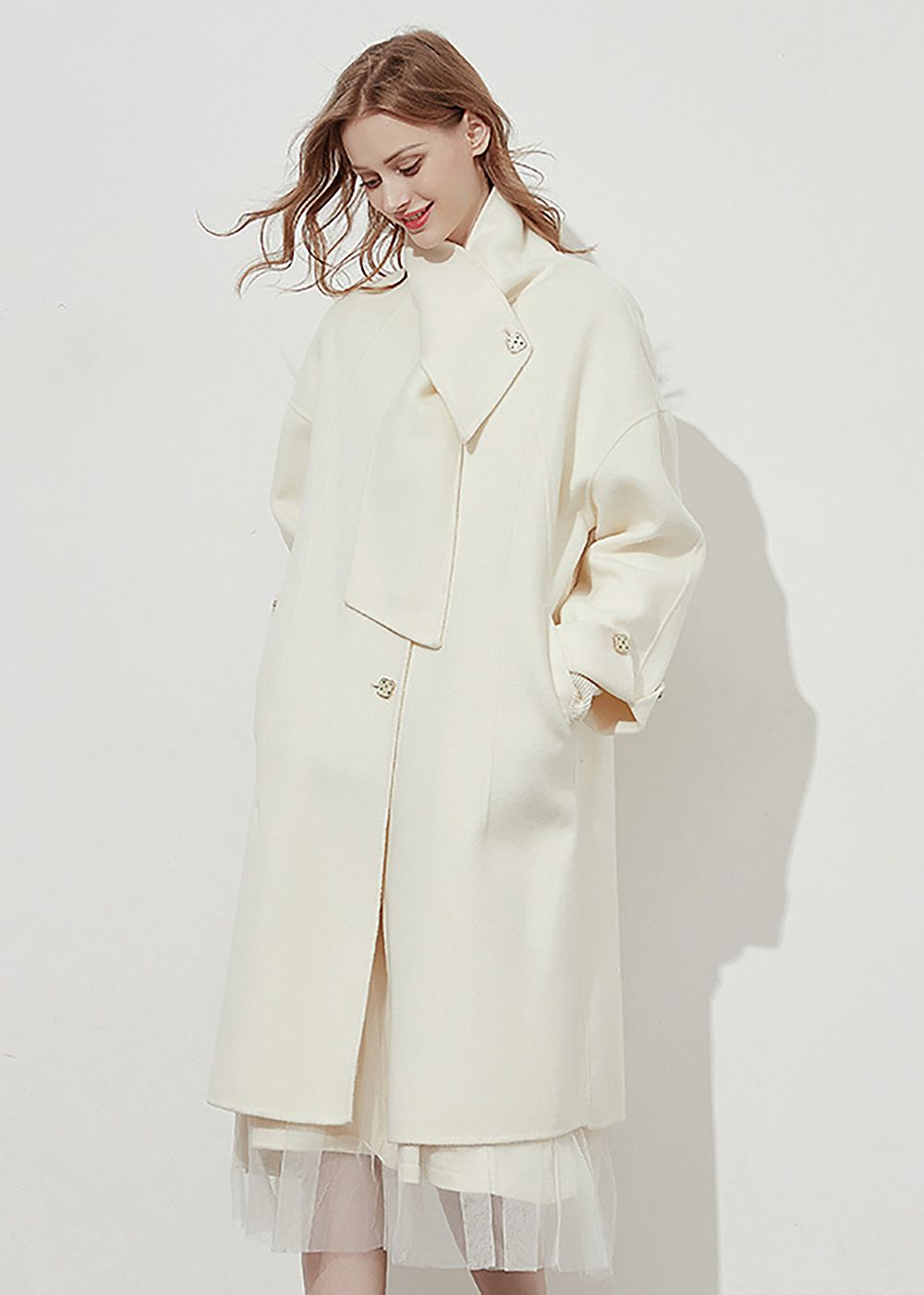 Cream Double-Faced Wool Overcoat – Vivian Seven