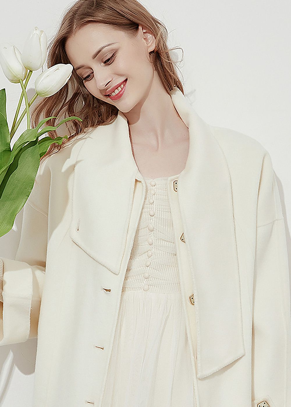 Cream Double-Faced Wool Overcoat – Vivian Seven