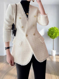 Neckless Double Breasted Neckless Wool blend Coat