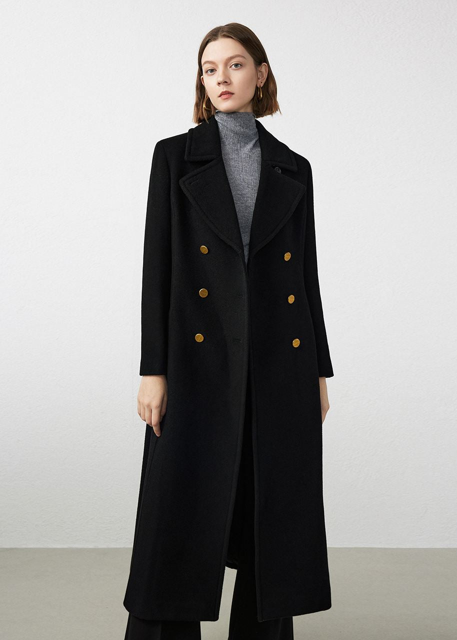 double breasted wool overcoat winter women