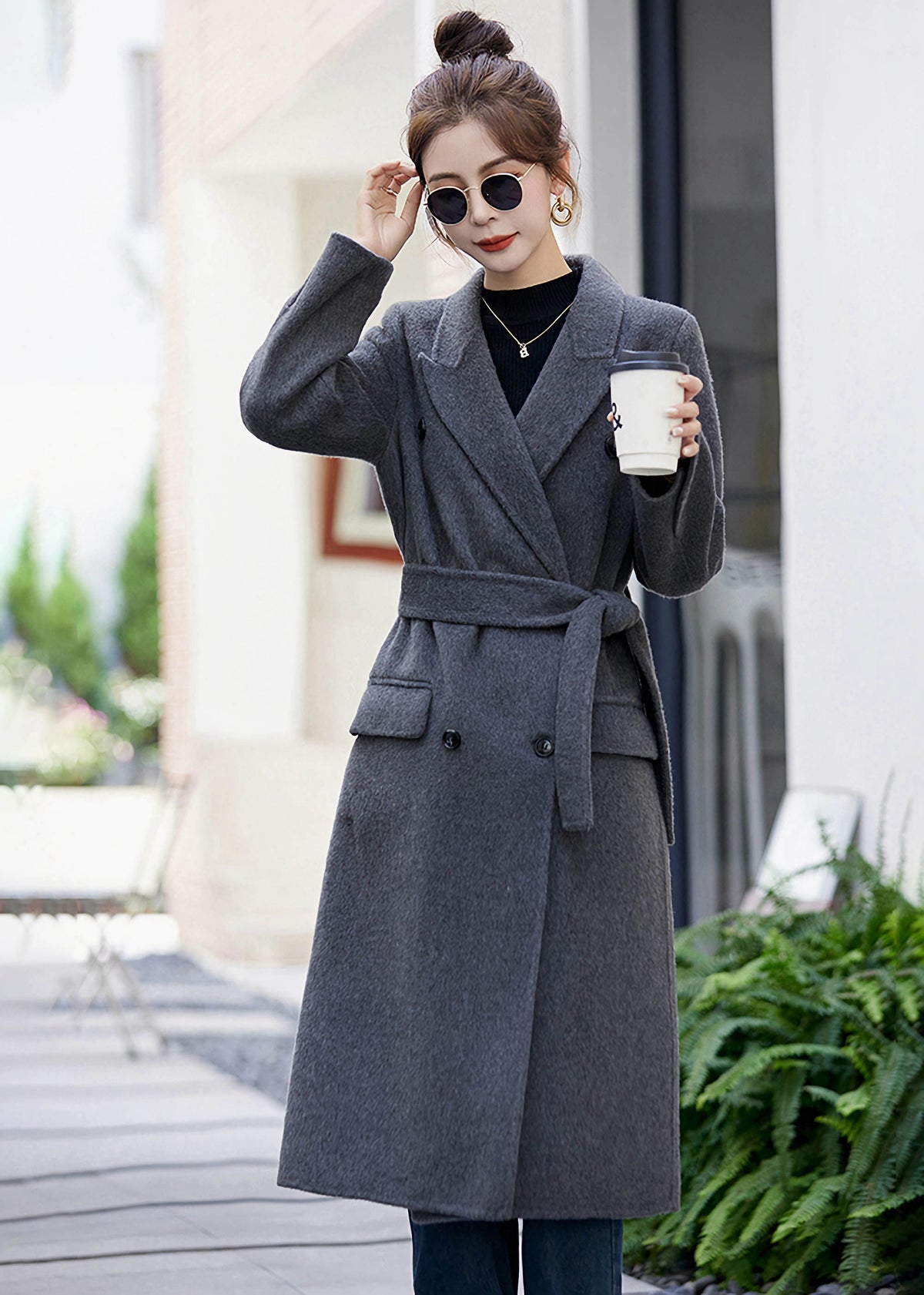 Cynthia Double Face Wool Blend Belted Coat – Vivian Seven